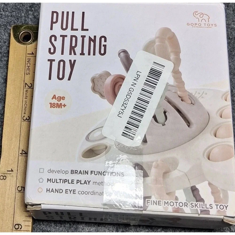 GOPO TOYS Pull String Sensory Toy Montessori Fine Motor Skills 18M+ Pastel UFO